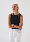 Pima Cotton Stretch Boyfriend Tank - Black