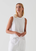 Pima Cotton Stretch Boyfriend Tank - White