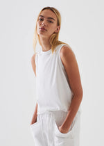 Pima Cotton Stretch Boyfriend Tank - White