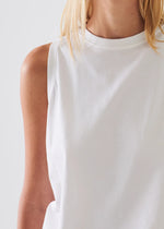 Pima Cotton Stretch Boyfriend Tank - White