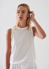 Pima Cotton Stretch Boyfriend Tank - White