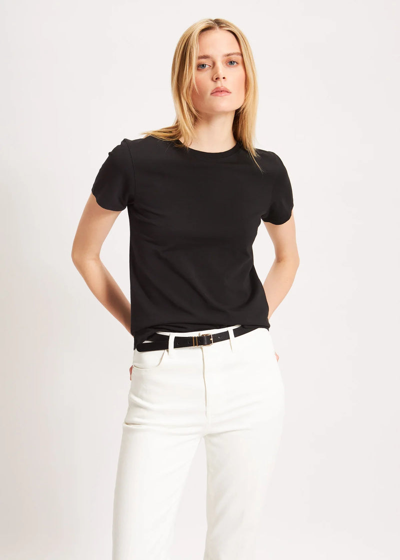 Pima Cotton Stretch Slim T-Shirt - Black