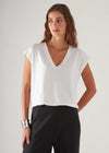 Pima Cotton Stretch Dolman V-Neck T-Shirt - White