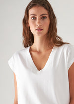 Pima Cotton Stretch Dolman V-Neck T-Shirt - White