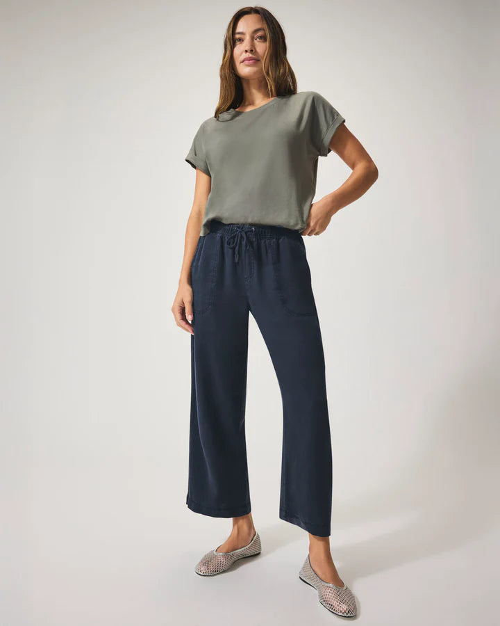 Angie Crop Wide Leg Pant - Navy
