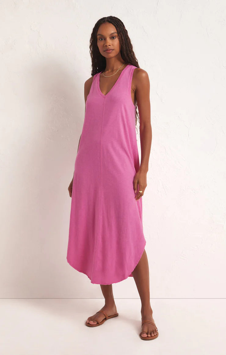 Reverie Slub Midi Dress - Heartbreaker Pink