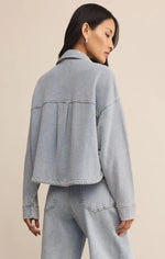 All Day Knit Cropped Denim Jacket - Washed Indigo