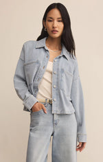 All Day Knit Cropped Denim Jacket - Washed Indigo