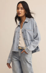 All Day Knit Cropped Denim Jacket - Washed Indigo