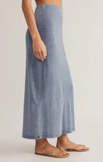 Gail Jersey Denim Midi Skirt - Medium Indigo