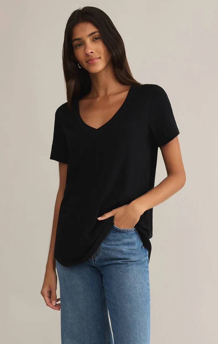 Asher V-Neck Tee - Black