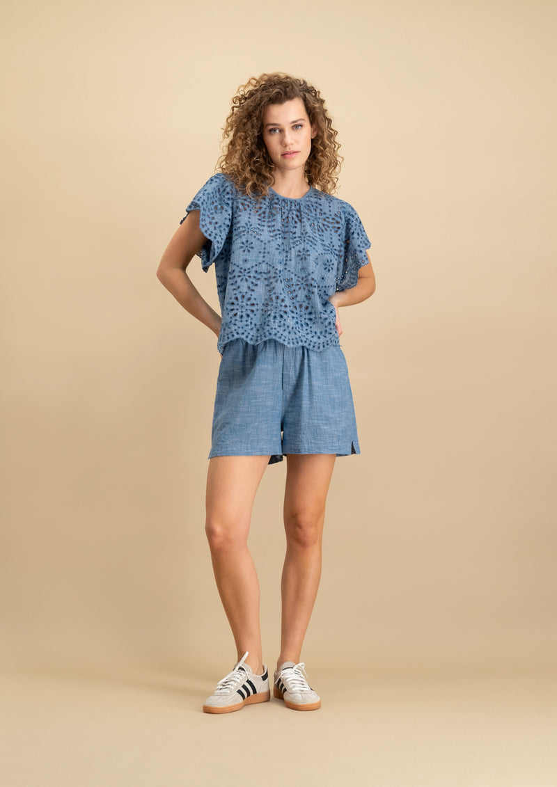 Alinna Blouse-Light Chambray