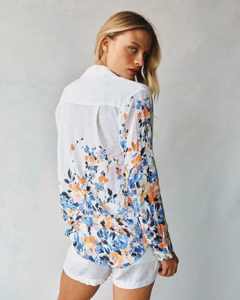 Boyfriend Button Down - Floral Border Print