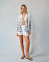 Boyfriend Button Down - Floral Border Print