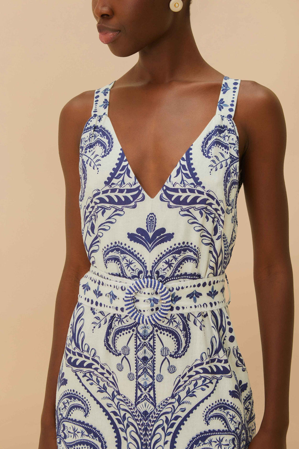 Blue Tropical Cameo Jumpsuit