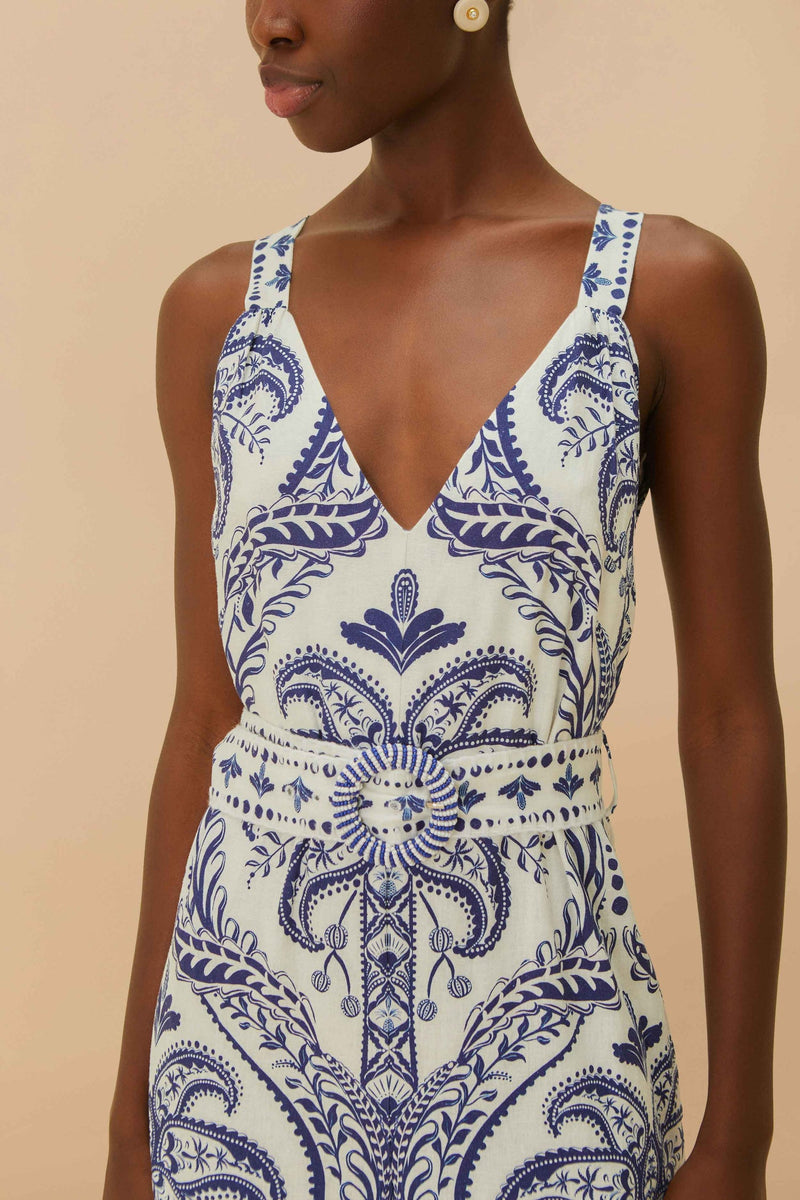 Blue Tropical Cameo Jumpsuit