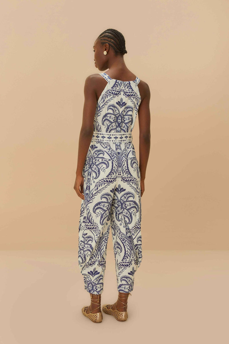 Blue Tropical Cameo Jumpsuit