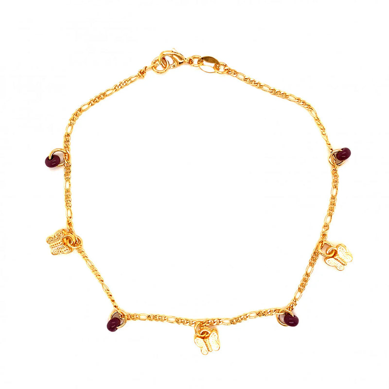 Lavender Butterfly Anklet - 18kGF