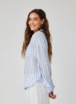 Contrast Pocket BF Shirt - Blue Sky Stripe