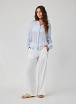 Contrast Pocket BF Shirt - Blue Sky Stripe