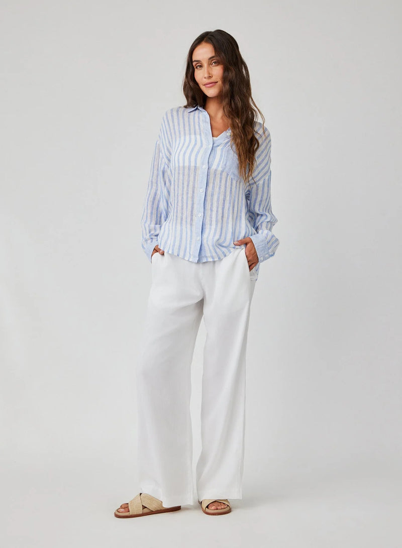 Contrast Pocket BF Shirt - Blue Sky Stripe