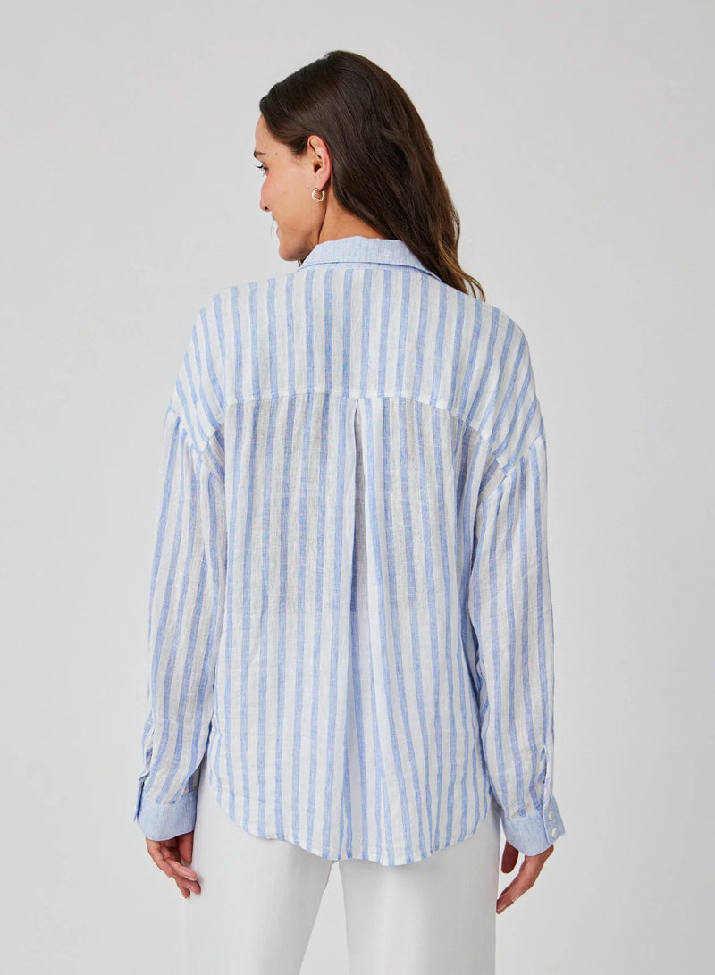 Contrast Pocket BF Shirt - Blue Sky Stripe