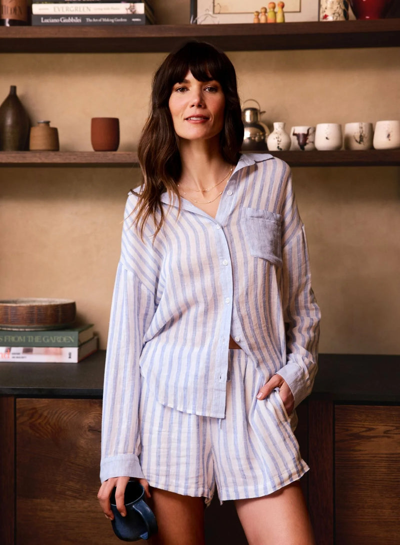 Contrast Pocket BF Shirt - Blue Sky Stripe