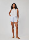 Contrast Tie Flowy Short - Blue Sky Stripe
