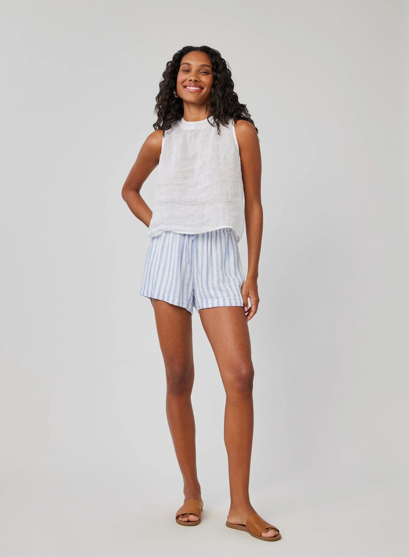 Contrast Tie Flowy Short - Blue Sky Stripe