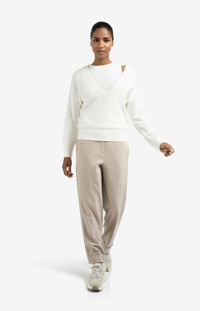 Deep V-Neck and Sleeveless Top Set