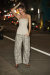 Good Luck Printed Barrel Jeans - Snake Combo