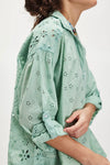 Mae Washed Eyelet Shirt - Faded Green