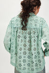 Mae Washed Eyelet Shirt - Faded Green