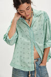 Mae Washed Eyelet Shirt - Faded Green