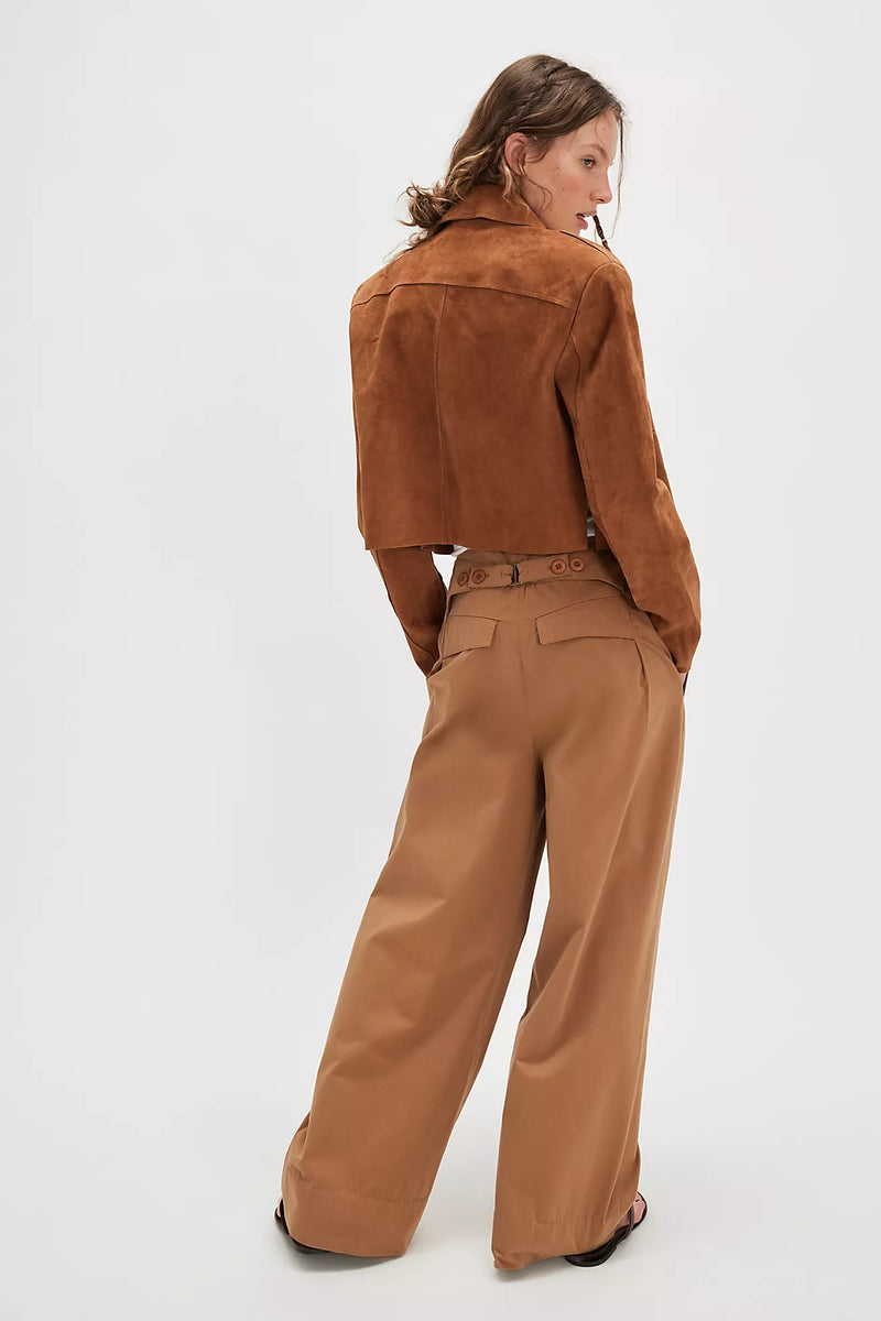 Buckle Back Trouser - Tobacco Brown