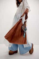 Bobbi Slouch Suede Tote - Saddle