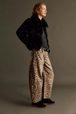 Good Luck Printed Barrel Jeans - Leo/Brown Sugar Combo
