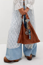 Bobbi Slouch Suede Tote - Saddle