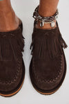 Fallon Fringe Mule - Chocolate Suede