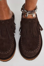 Fallon Fringe Mule - Chocolate Suede