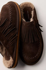 Fallon Fringe Mule - Chocolate Suede