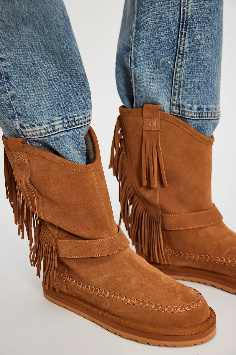 Faye Fringe Pull On - Toffee Suede