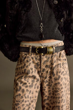 Good Luck Printed Barrel Jeans - Leo/Brown Sugar Combo