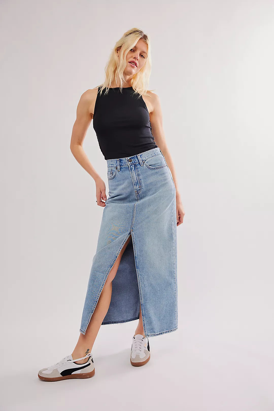 Ankle Column Denim Skirt - Please Hold – Feather And Stone Boutique