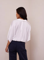 Flowy Tie Button Waist Shirt - White