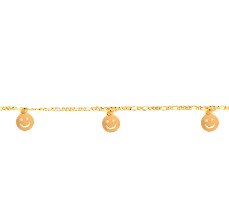 Happy Face Dangling Anklet - 18kGF