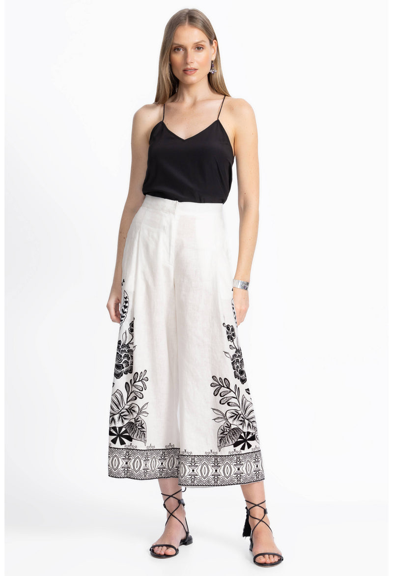 Ezra Pleated Linen Culotte