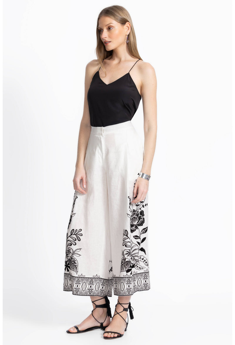 Ezra Pleated Linen Culotte