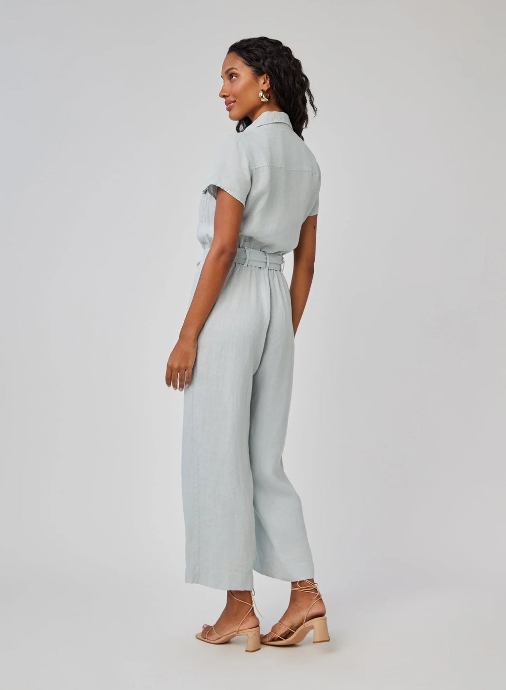 Linen Seamed Jumpsuit - Muted Sage