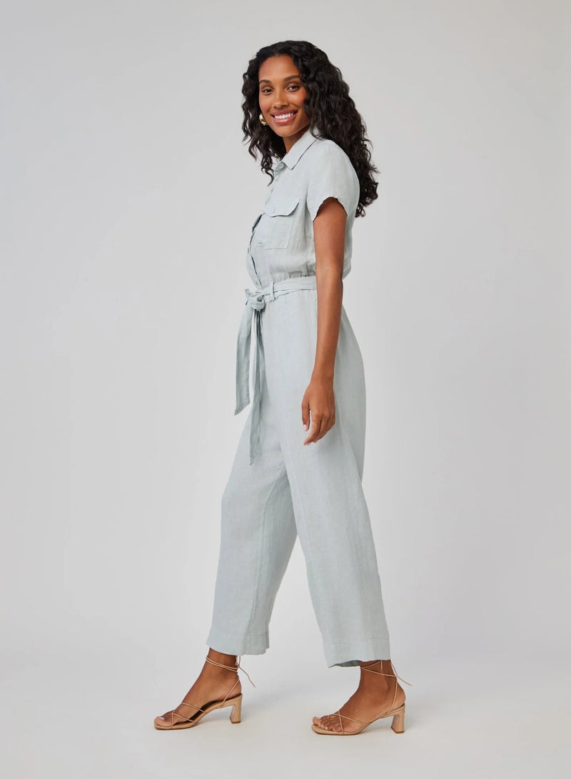 Linen Seamed Jumpsuit - Muted Sage